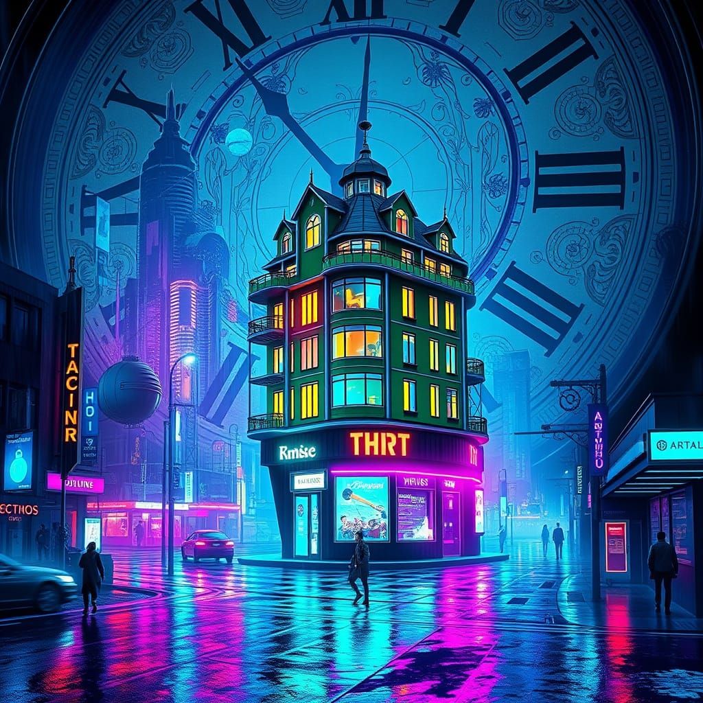 Futuristic Green Art House in Grandfather Clock Pendulum