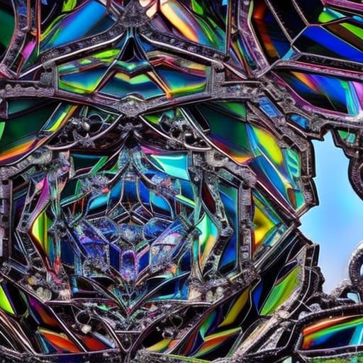 Hyper realistic beautiful insanely intricate Rainbow Shatter...