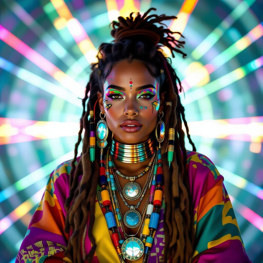 Rasta Woman Portrait with Futuristic Jewellery