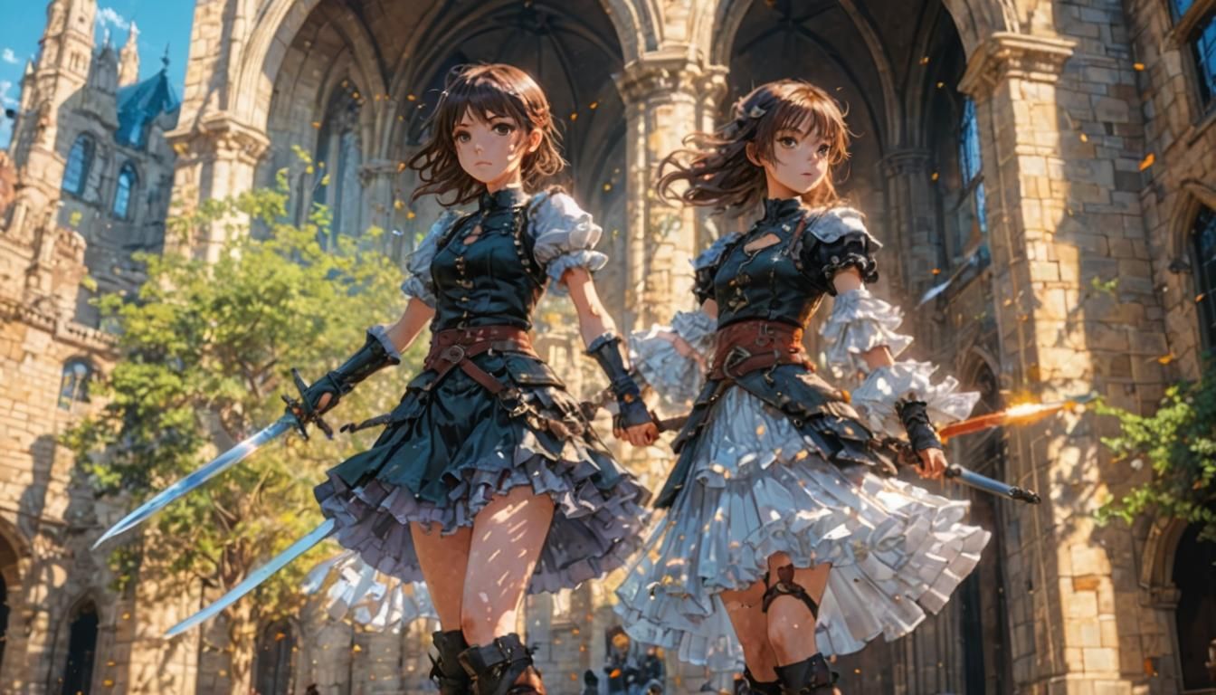 Anime Girl with Sword in Studio Trigger Style