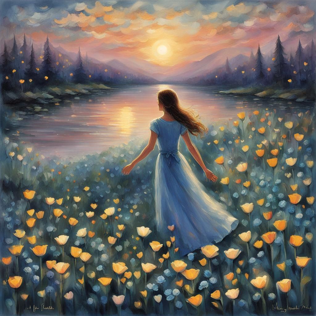 Romantic Night Scene in Detailed Digital Painting