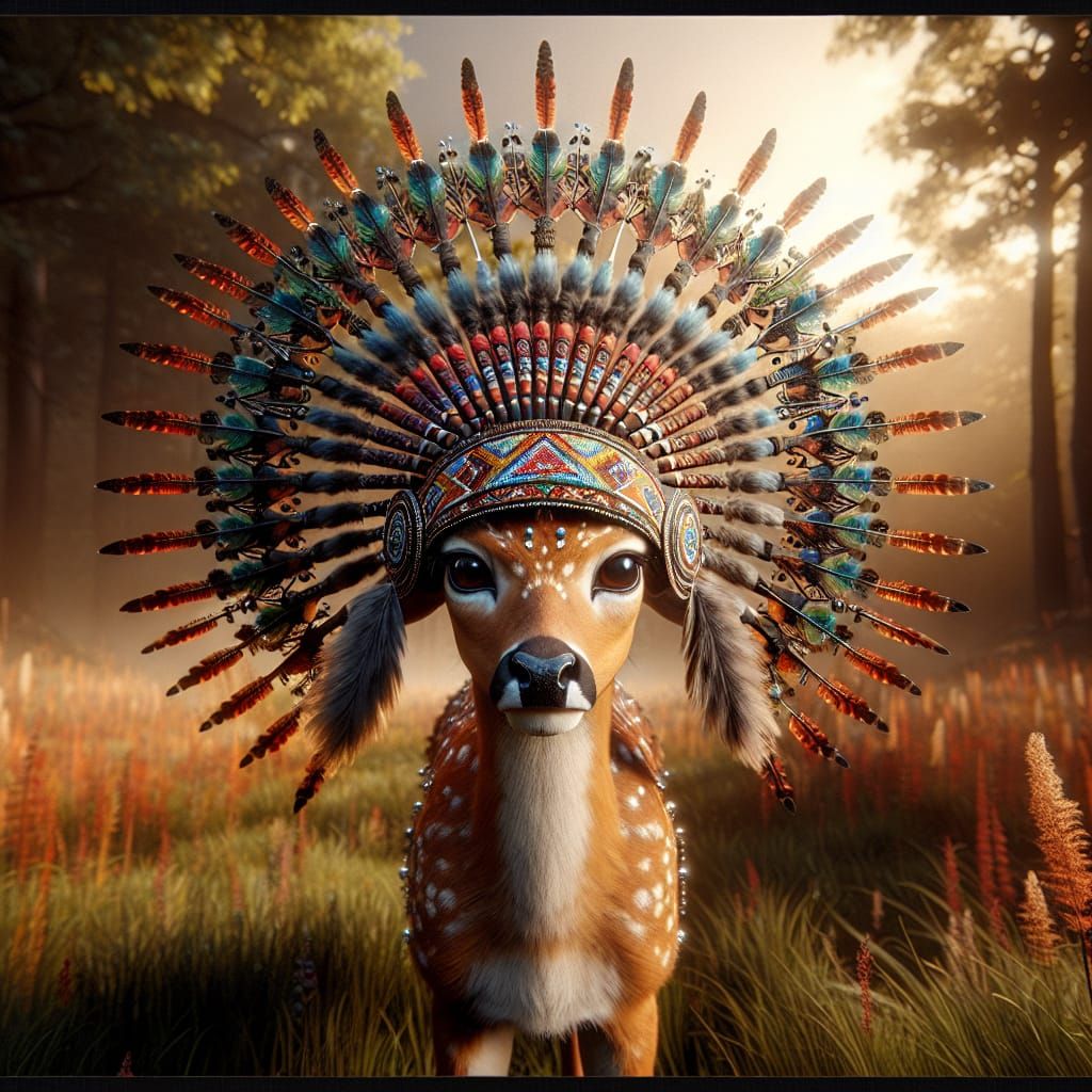 Fawn with Headdress in Sunlit Clearing: Matte Painting