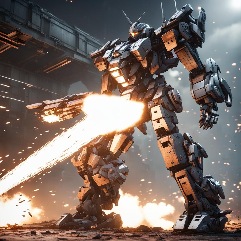 Epic Armored Core Battle in Sci-Fi Setting