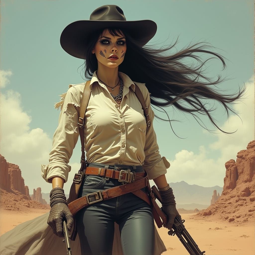 Ghoul Gunslinger in Rugged Desert Landscape