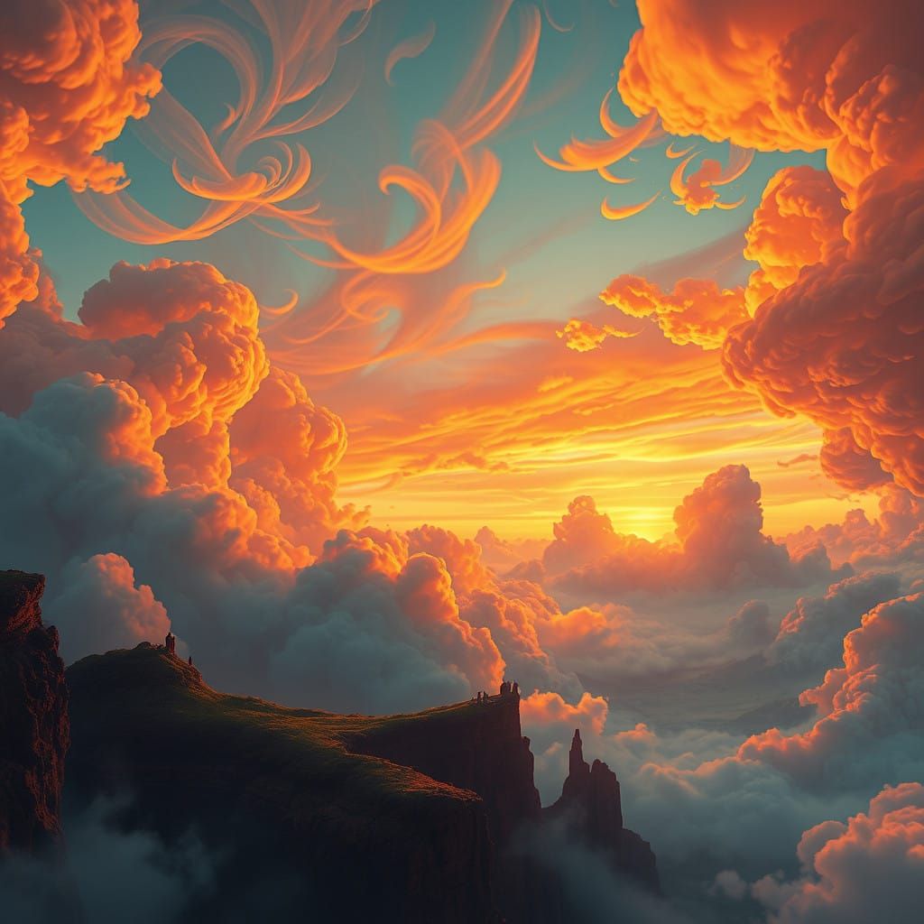 Surreal Sunrise Landscape in Triadic Color Scheme