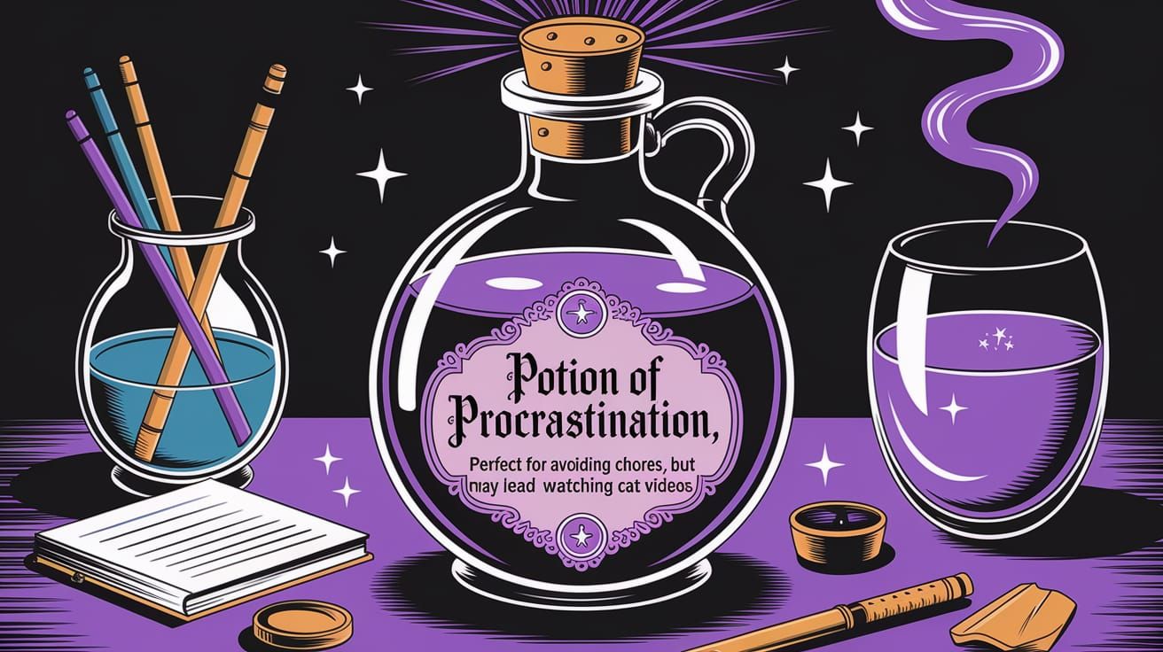 AI Art: Potion of Procrastination Bottle