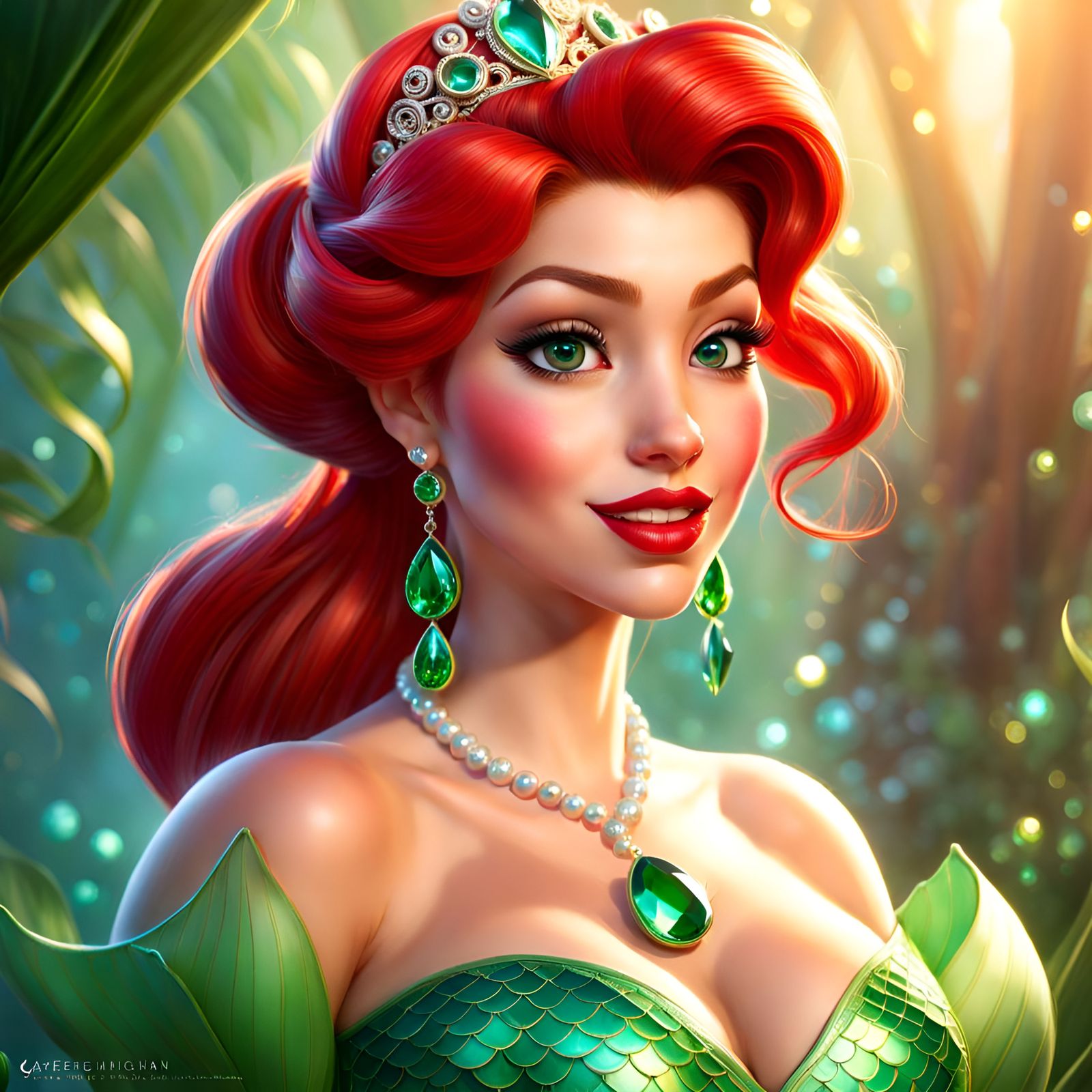Gorgeous Princess Ariel in 3D Render Style