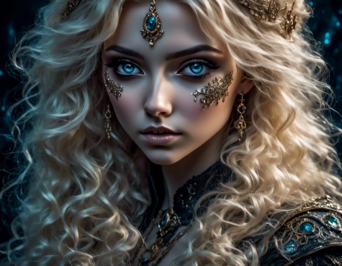 Ethereal Blonde Woman with Detailed Eyes