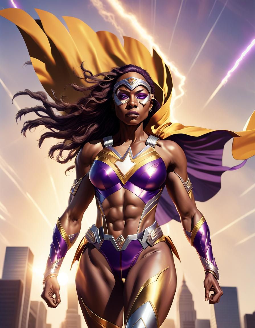 Superheroine Soaring in the Sky: Digital Art