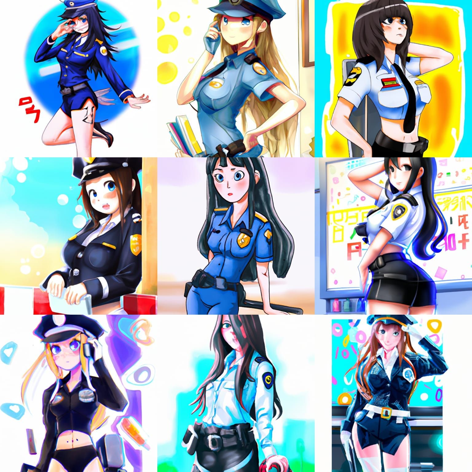 Anime Pregnant Police Officer Action Painting