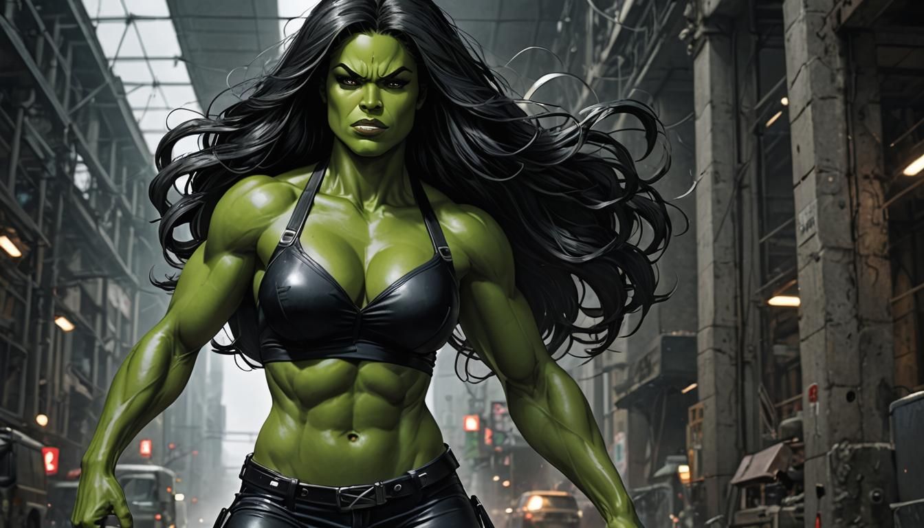 Hyperrealistic She-Hulk Portrait in 32k