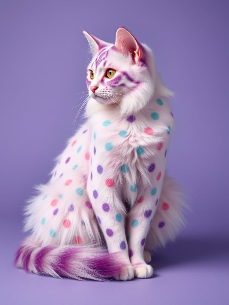 Polka Dot Cat with Colorful Pattern