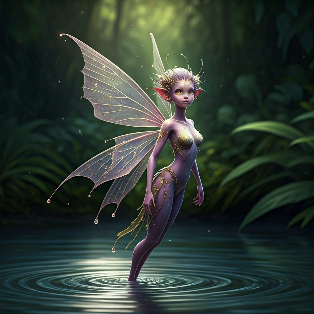 Luminous Fairy Goddess in Whimsical Forest Scene