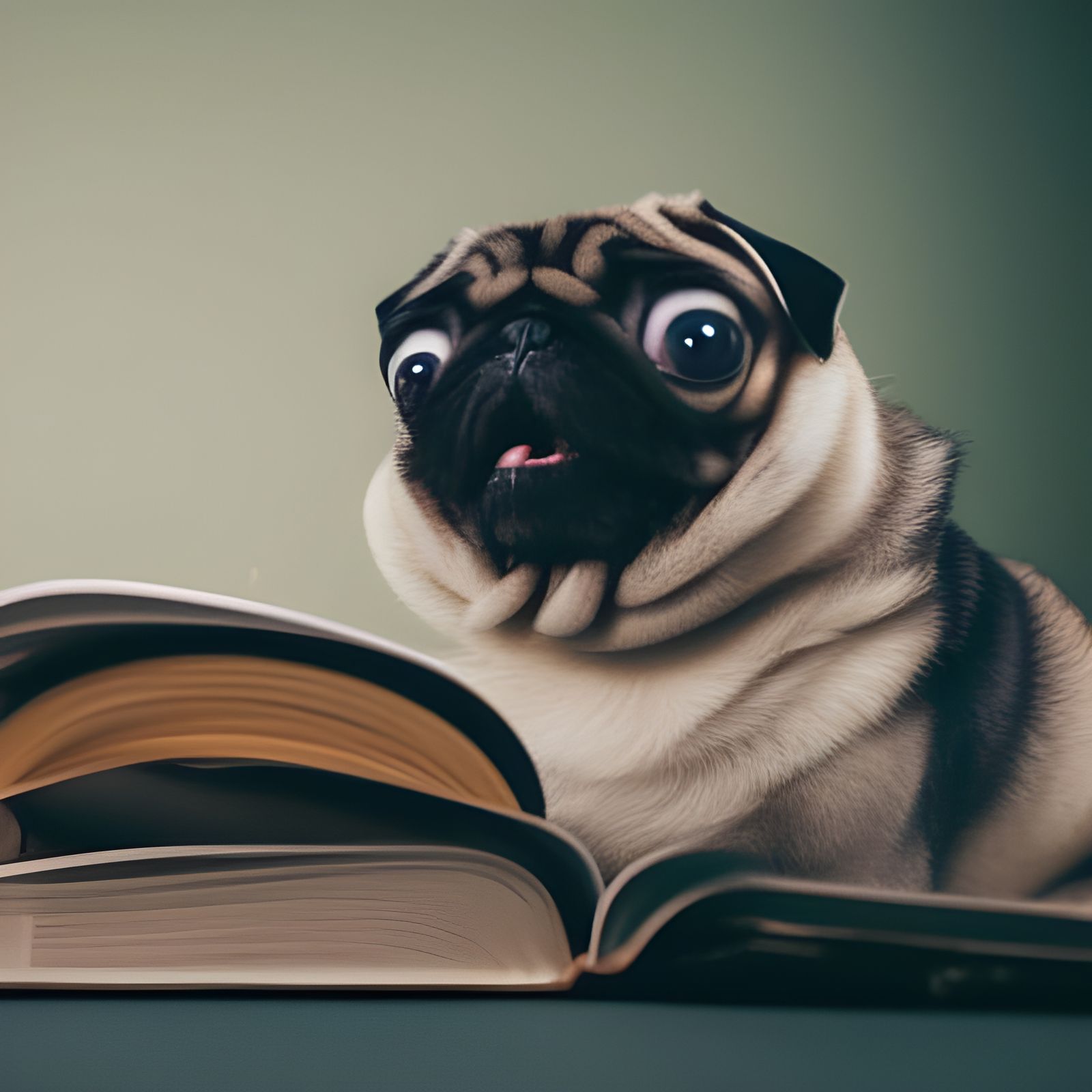 Pixar-Style Pug and Kitten Reading