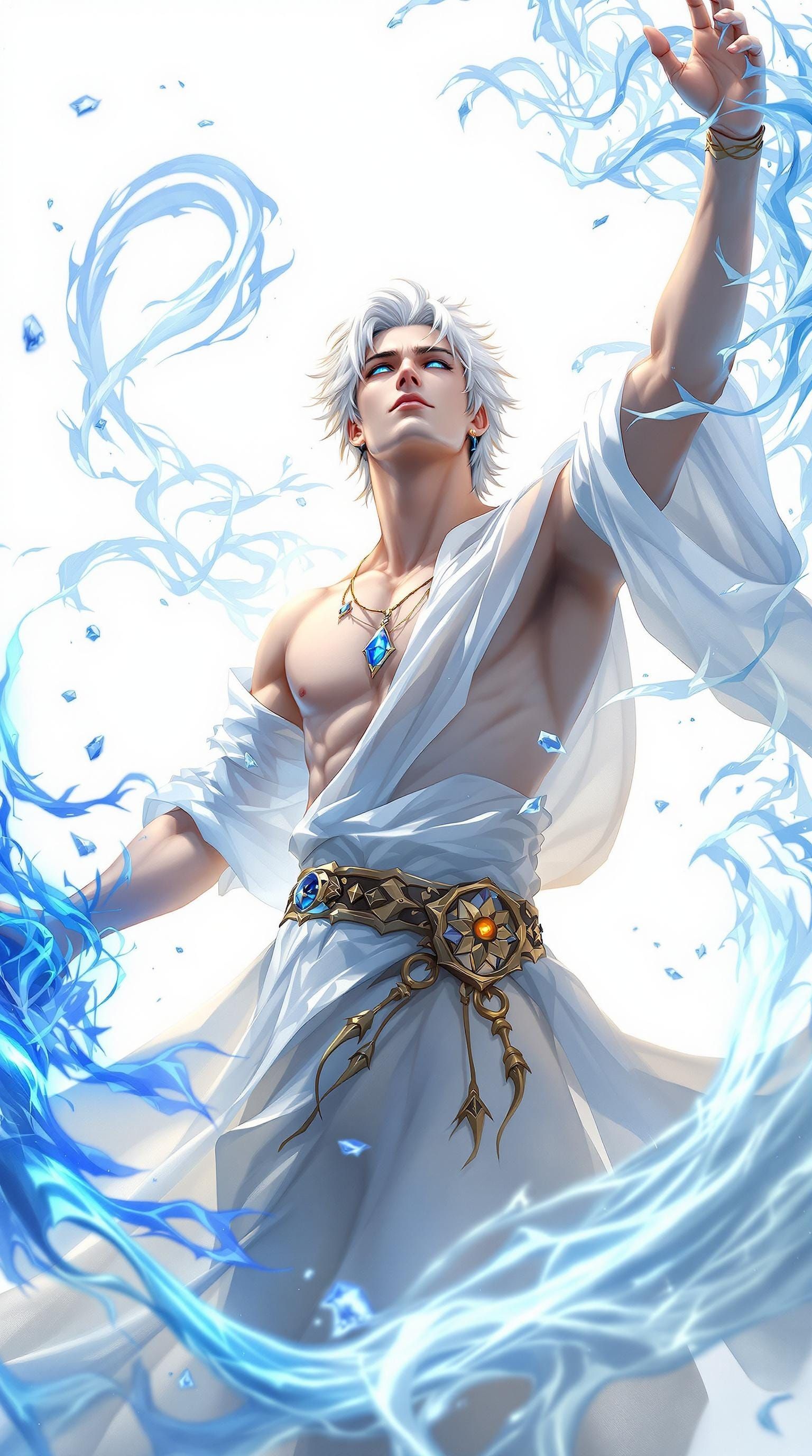 Ethereal Fantasy Warrior Mastering Elemental Forces