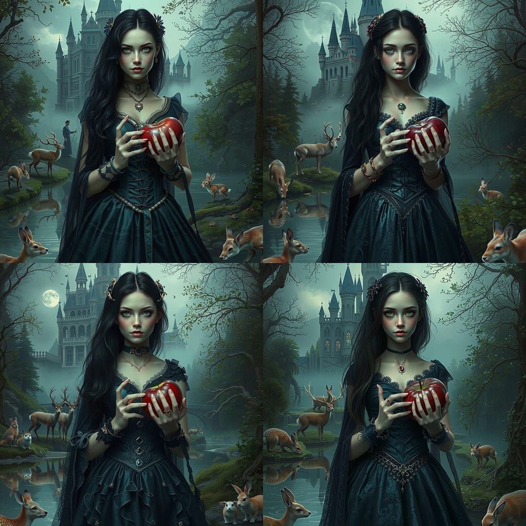 Ethereal Gothic Princess in Tim Burton-Inspired Castle