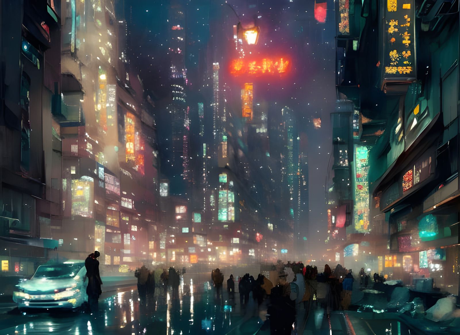 Shimmering City Night in Anime Art Style