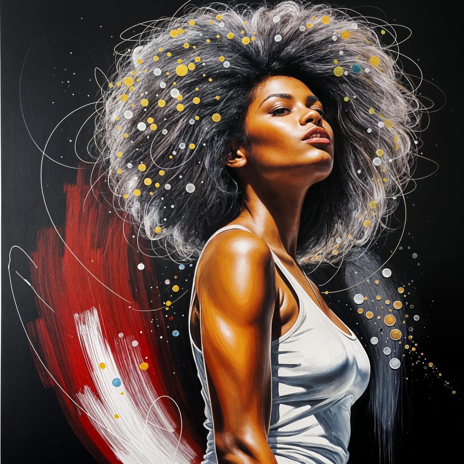 Abstract Portrait of a Confident Black Woman with Afro