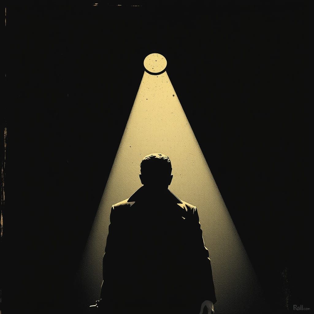 Gritty Film Noir Poster in High-Contrast Style