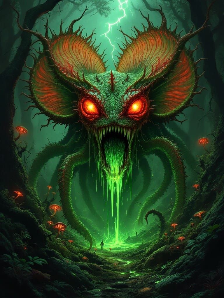 <Venus Flytrap: 2.55> <Haunted Forest: 1.9> <grotesque: 2.33> <razor-sharp: 2.0> <glowing: 2.5> <corrosive: 1.7> <menaci...