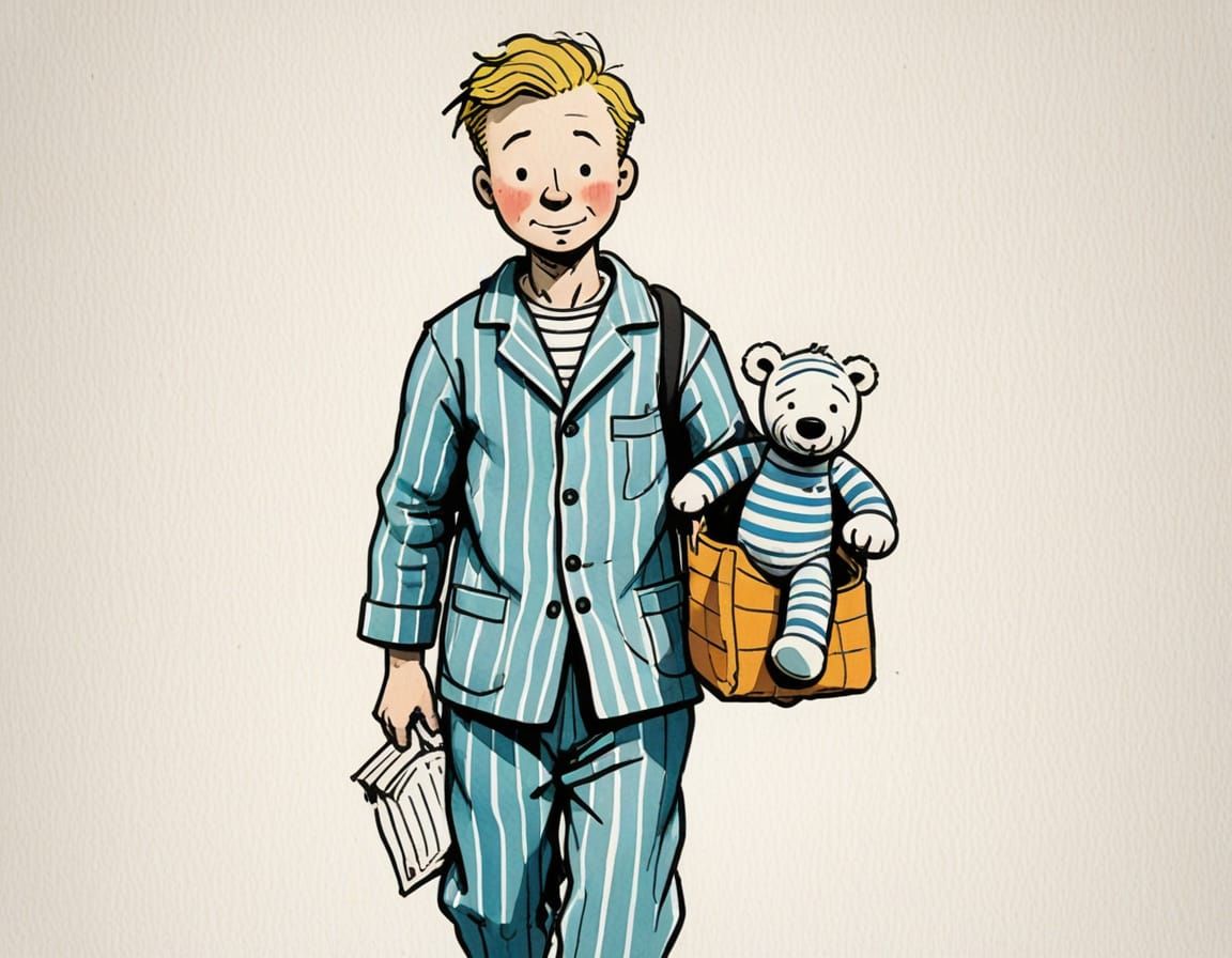 Boy in Striped Pyjamas in Tintin Style