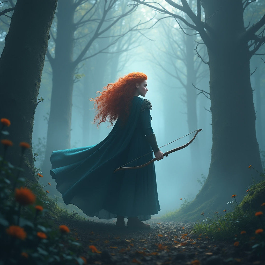 Heroic Princess in Mystical Forest: Digital Art