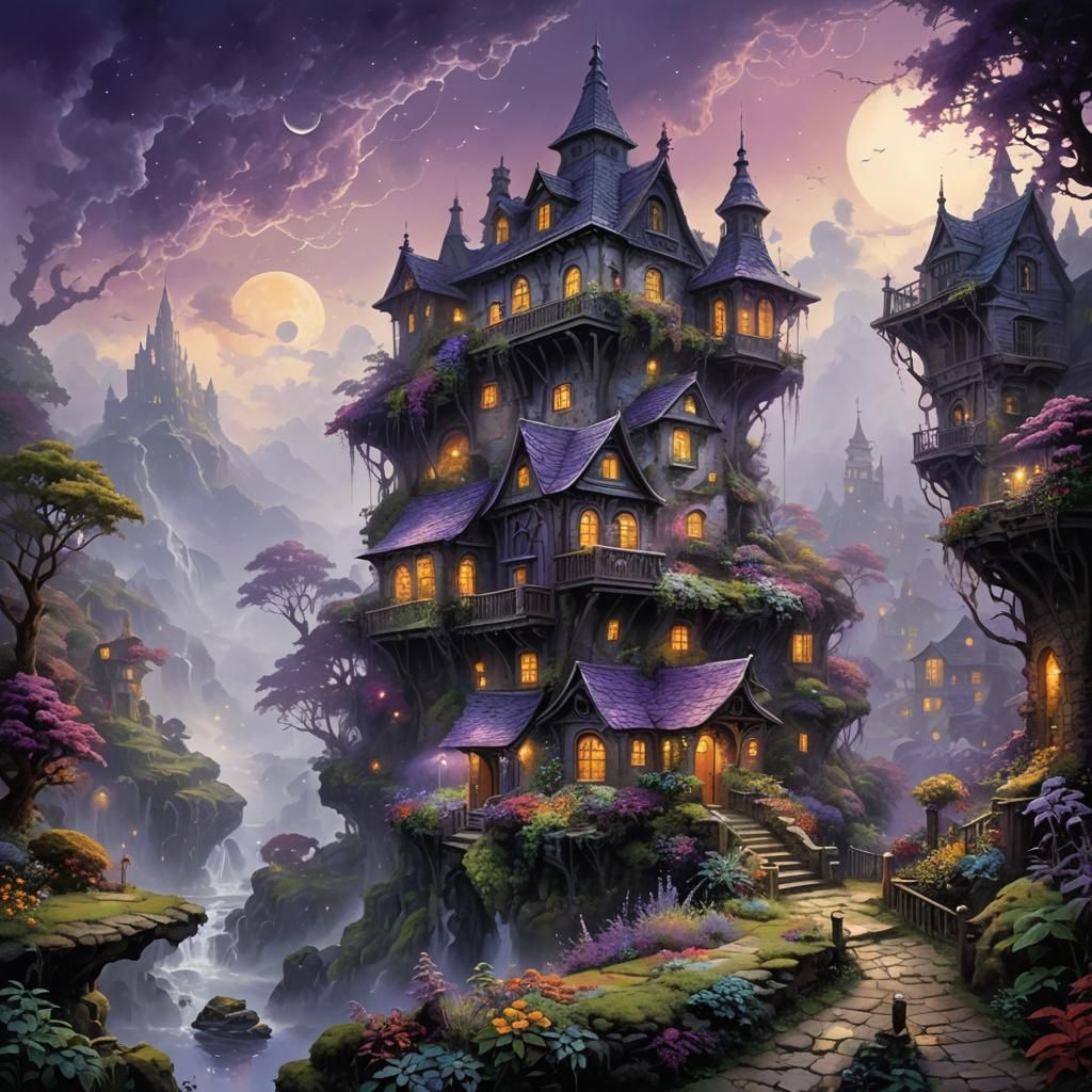 Ethereal Purple Planet with Alien Life