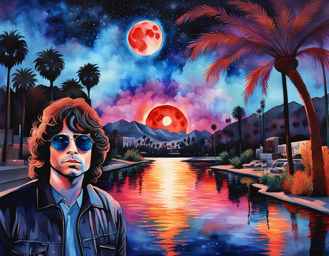 Jim Morrison in Los Angeles: Watercolor Abstract Art
