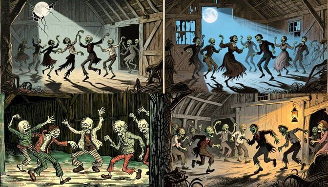 Zombies Dancing in a Barn: Victorian Storybook Style