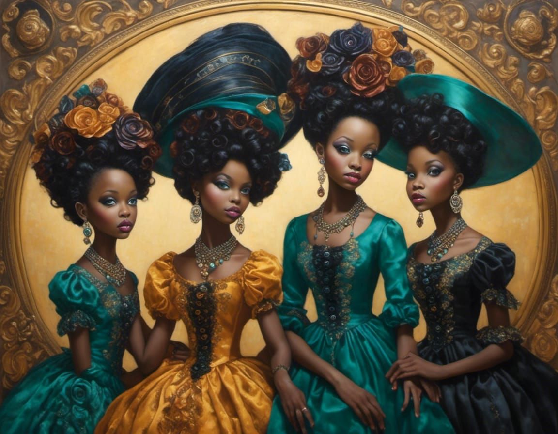Melanin Women in Social Realism Style