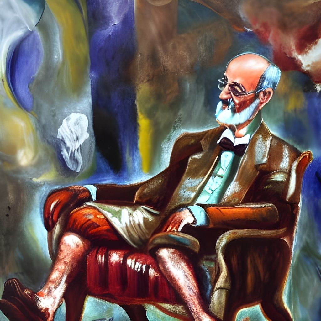 Freud Contemplating Theories: An Impasto Painting
