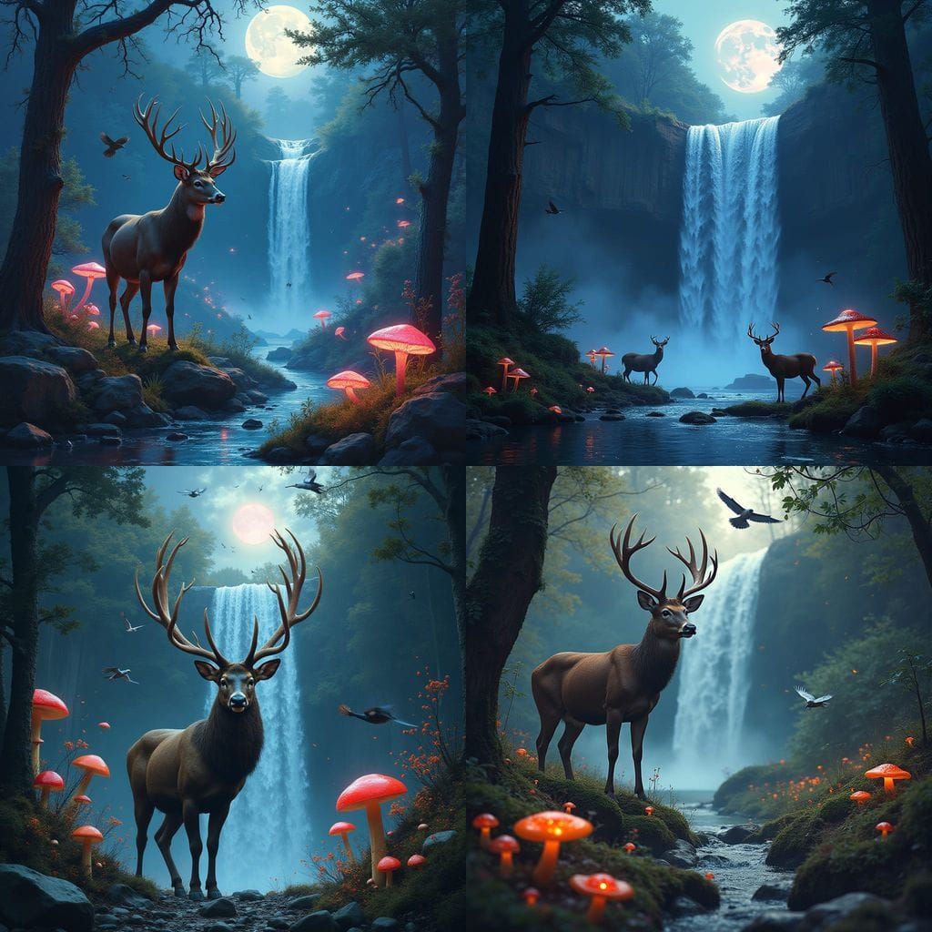 Gemstone Waterfall in Enchanted Forest