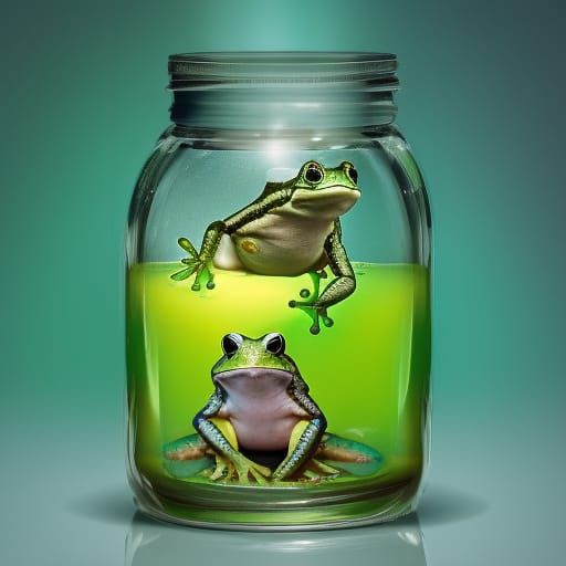 Frogs in Jar: Professional Photography with Bokeh