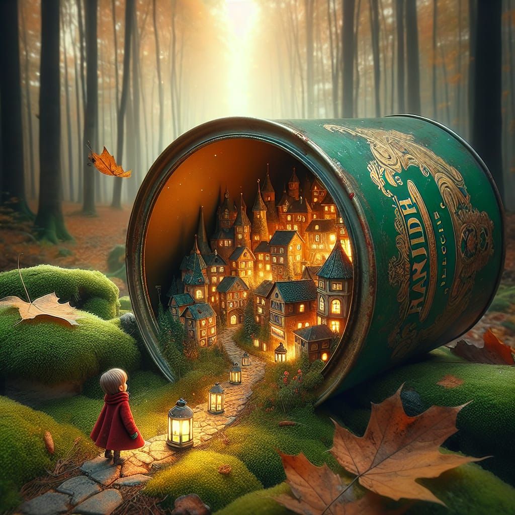 Miniature Village Inside a Paint Can