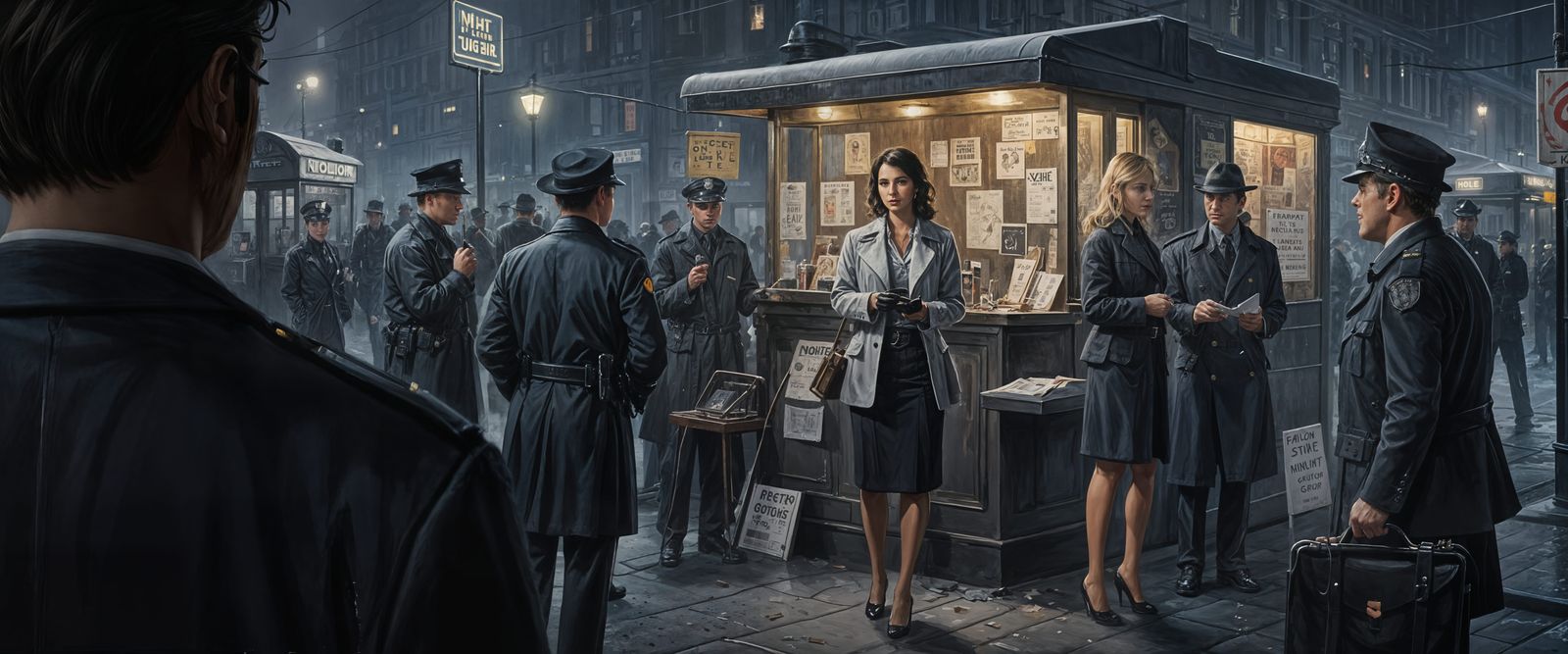 Gumshoe Investigates Noir Night Scene