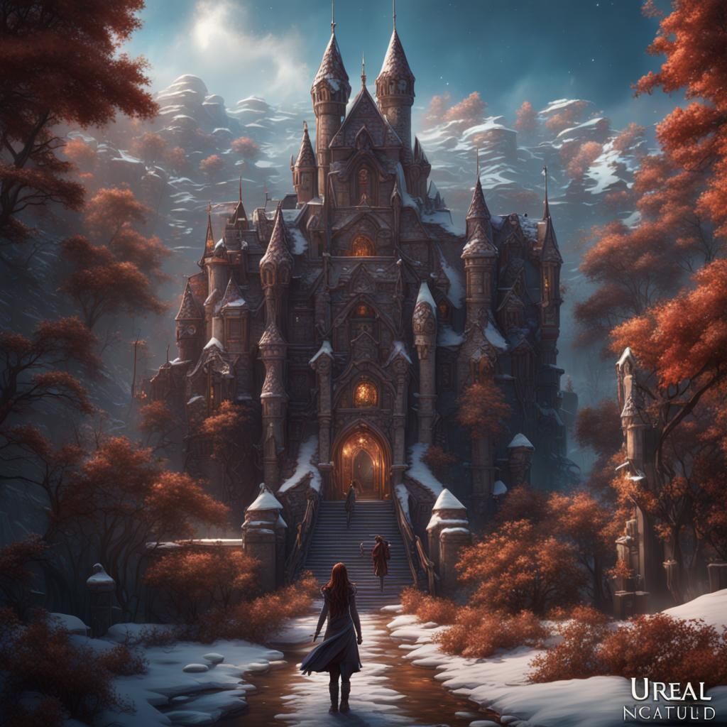Fantastical Portrait of Cora Snow in Detailed Matte Painting