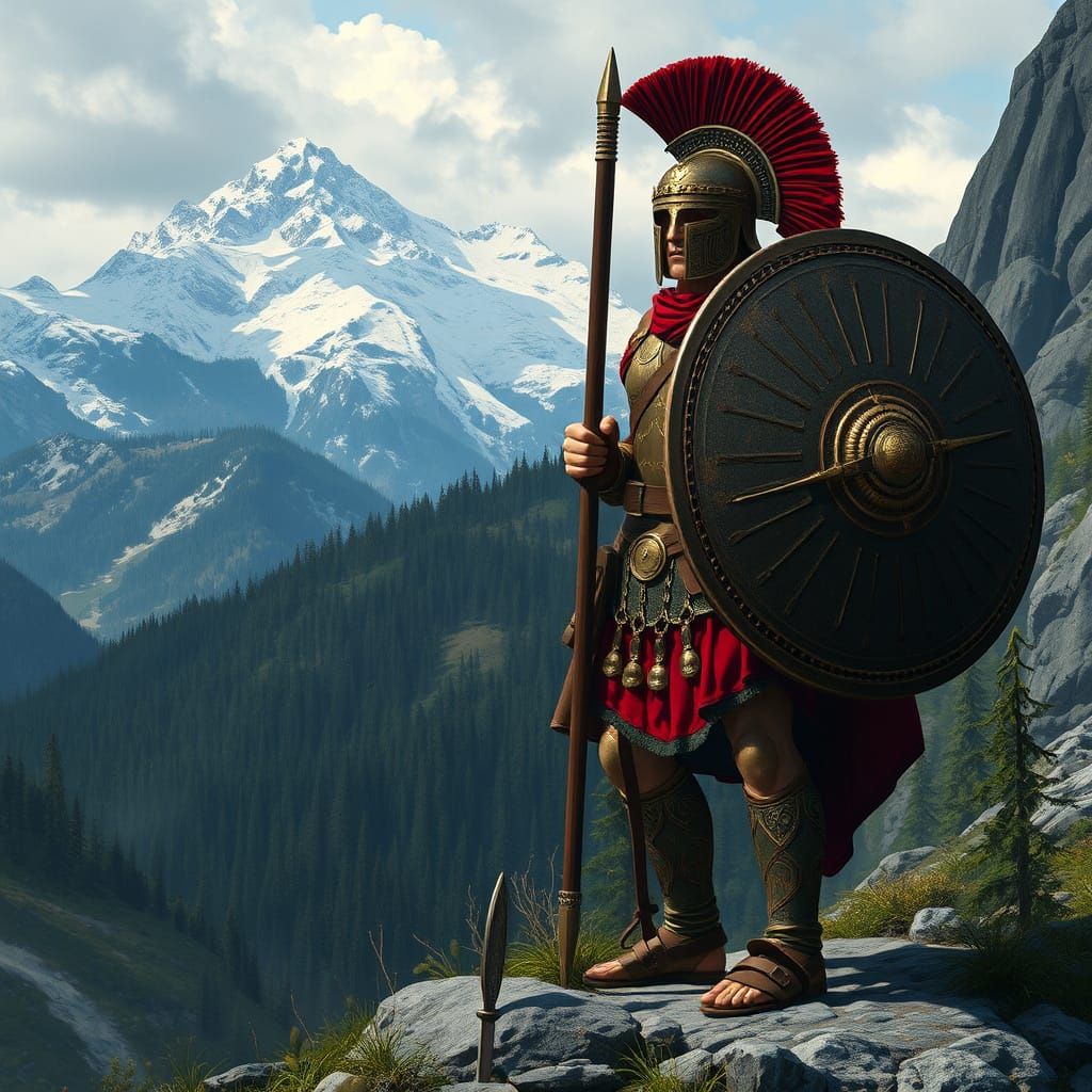Roman Legionary Guarding Mountainous Border, Matte Painting