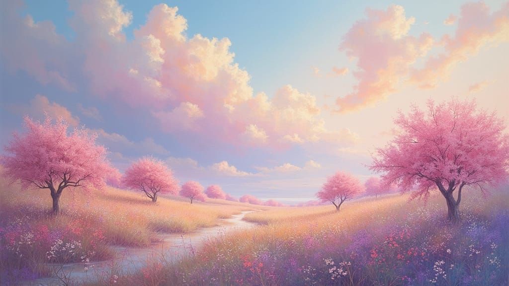 Ethereal Pastel Scenes in Gouache Style