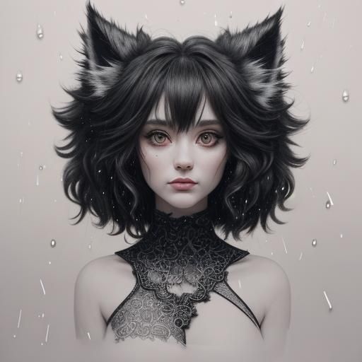 Calico Kitten Constellation in Bioluminescent Charcoal Drawi...