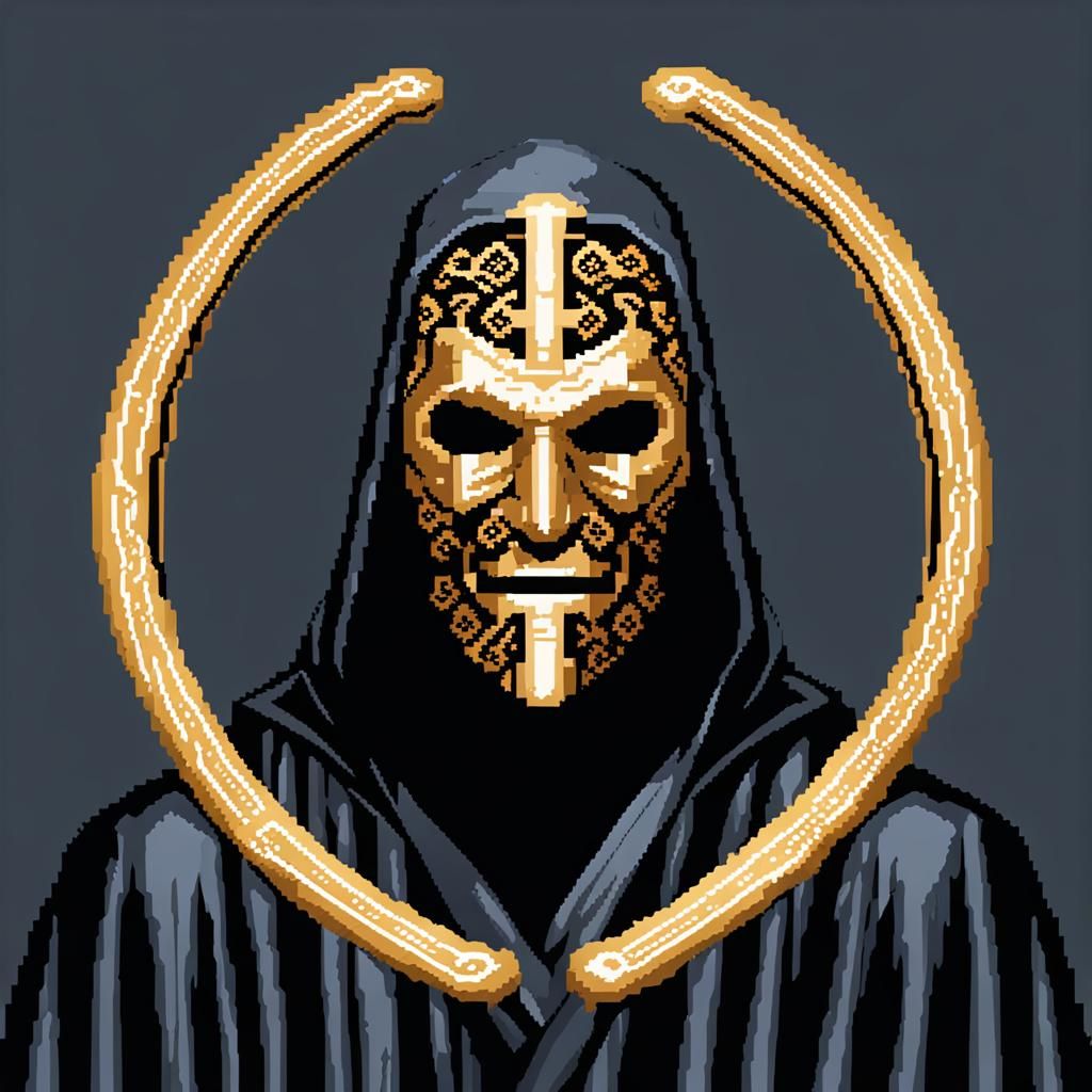Horseshoe Masked Cultist in 16-bit Pixel Art