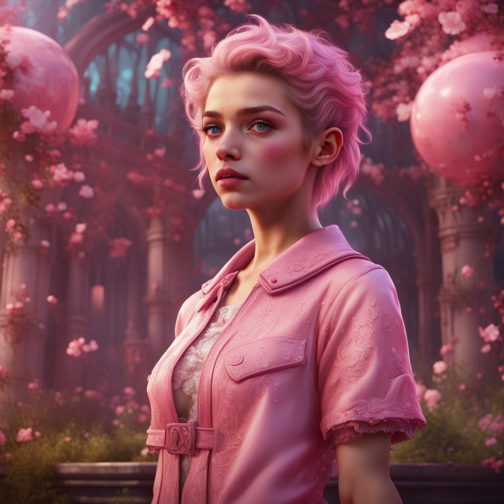 Girly Boy in Pink: Detailed Fantasy Art