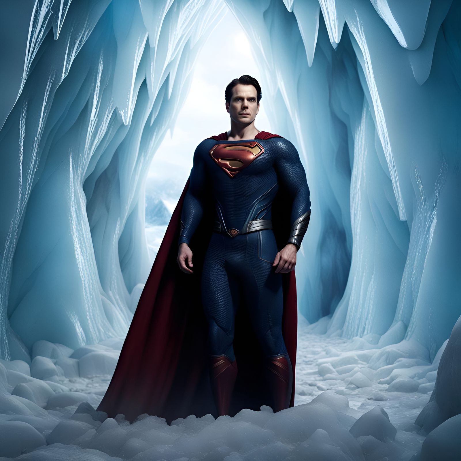 Superman in Ice Cave: Detailed Matte Painting