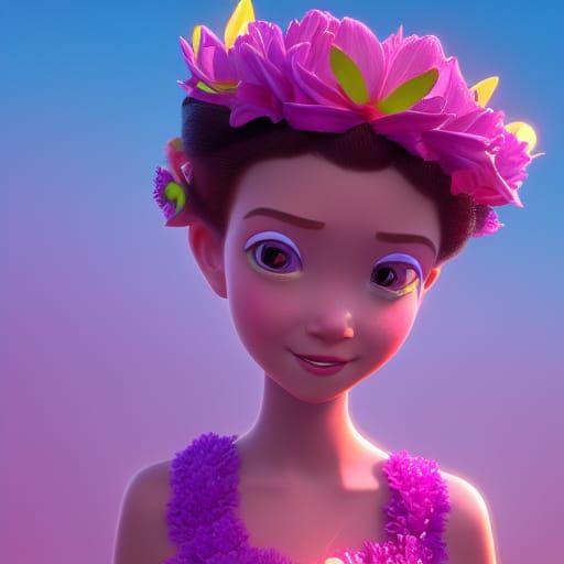 Flower Princess: Pixar-Style 3D Digital Art