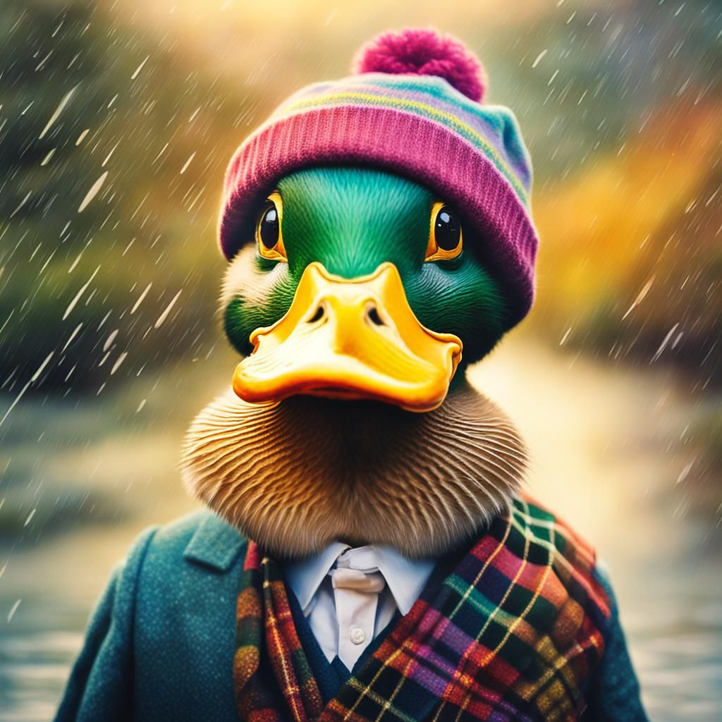 Anthropomorphic Duck Portrait in Acrylic with Kilt
