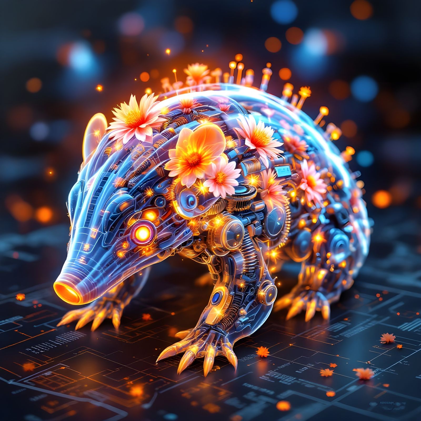 Steampunk Pangolin Surrealism in Vibrant Oil Painting