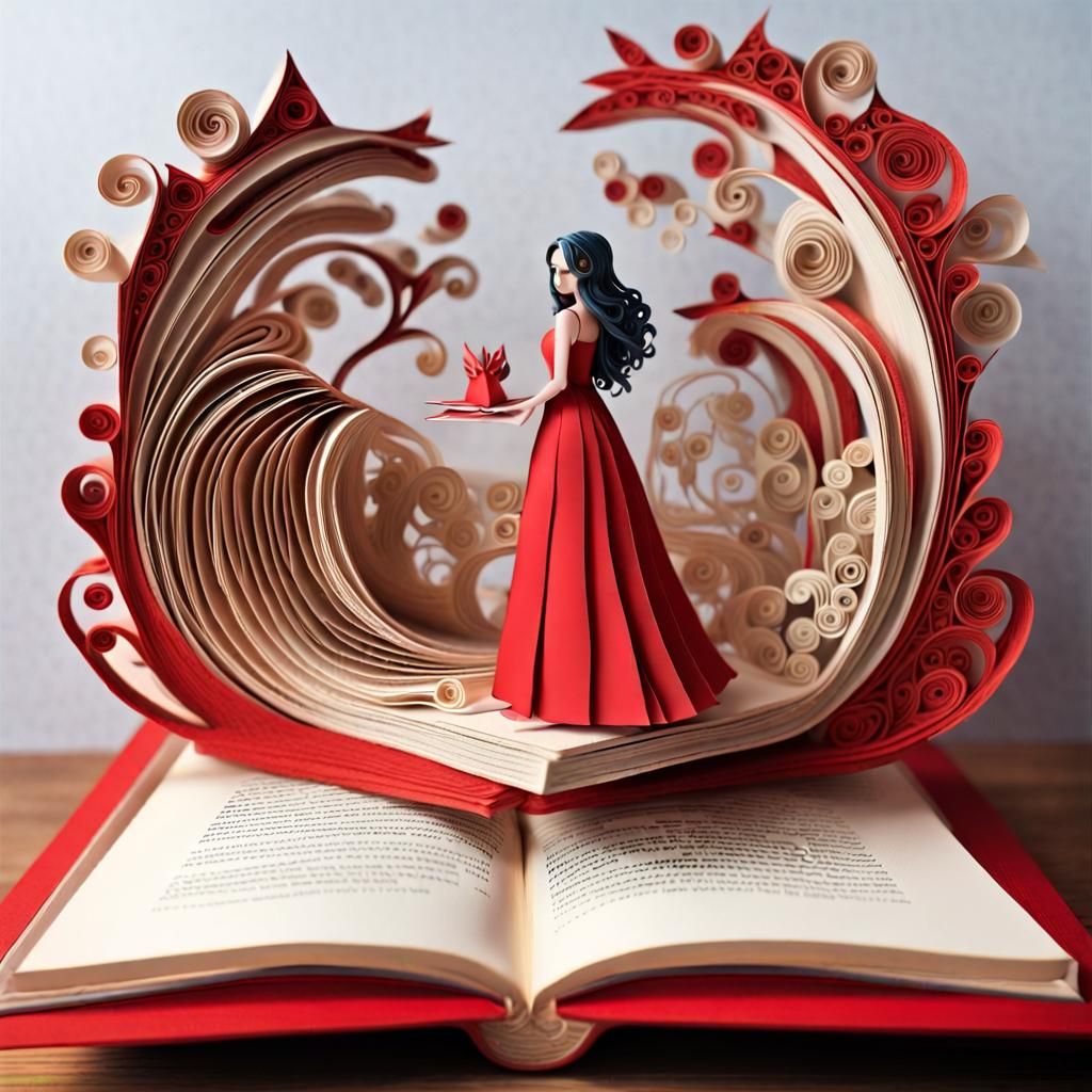 Woman in Red Dress: Intricate Fantasy Art Illustration