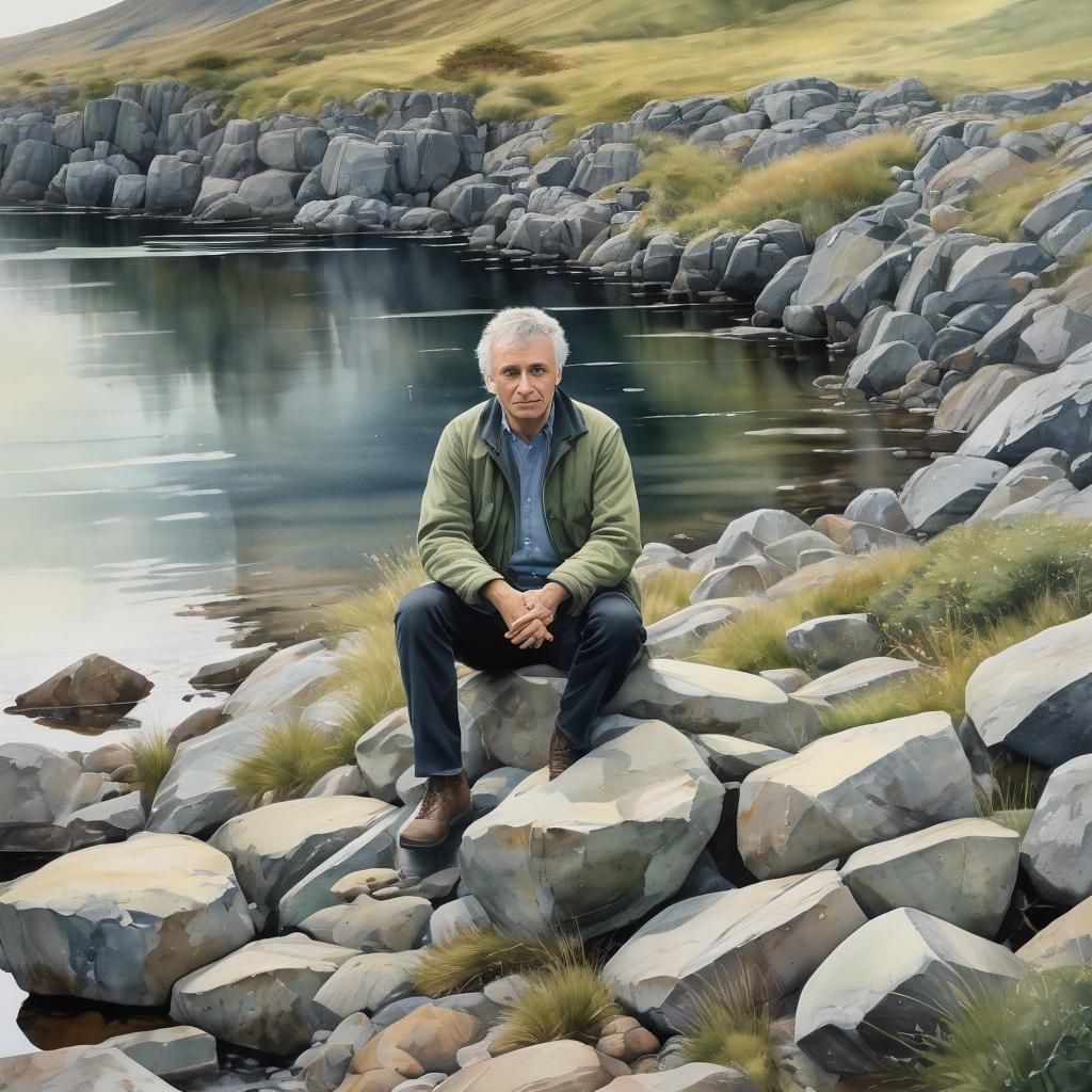Michel Sardou, les lacs du Connemara. Aquarelle