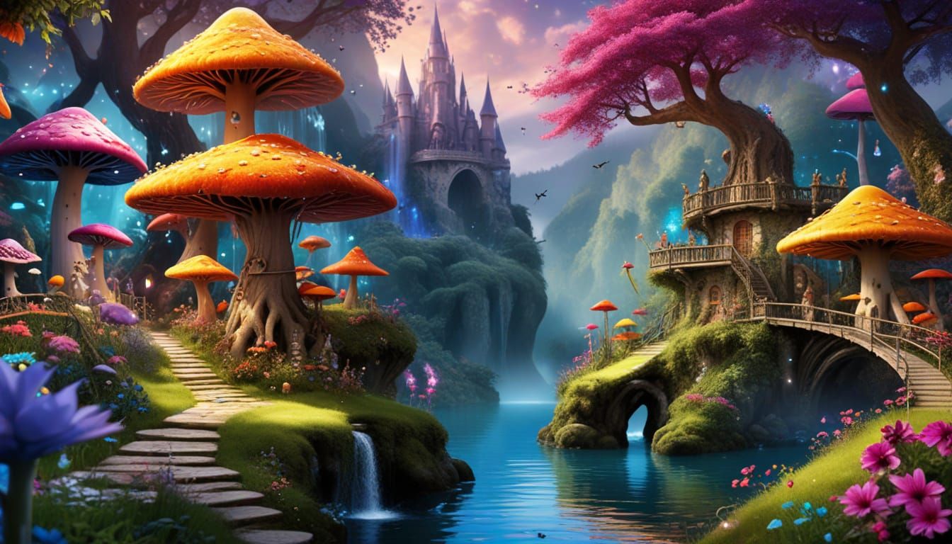 Enchanting Colorful Magical Fae World