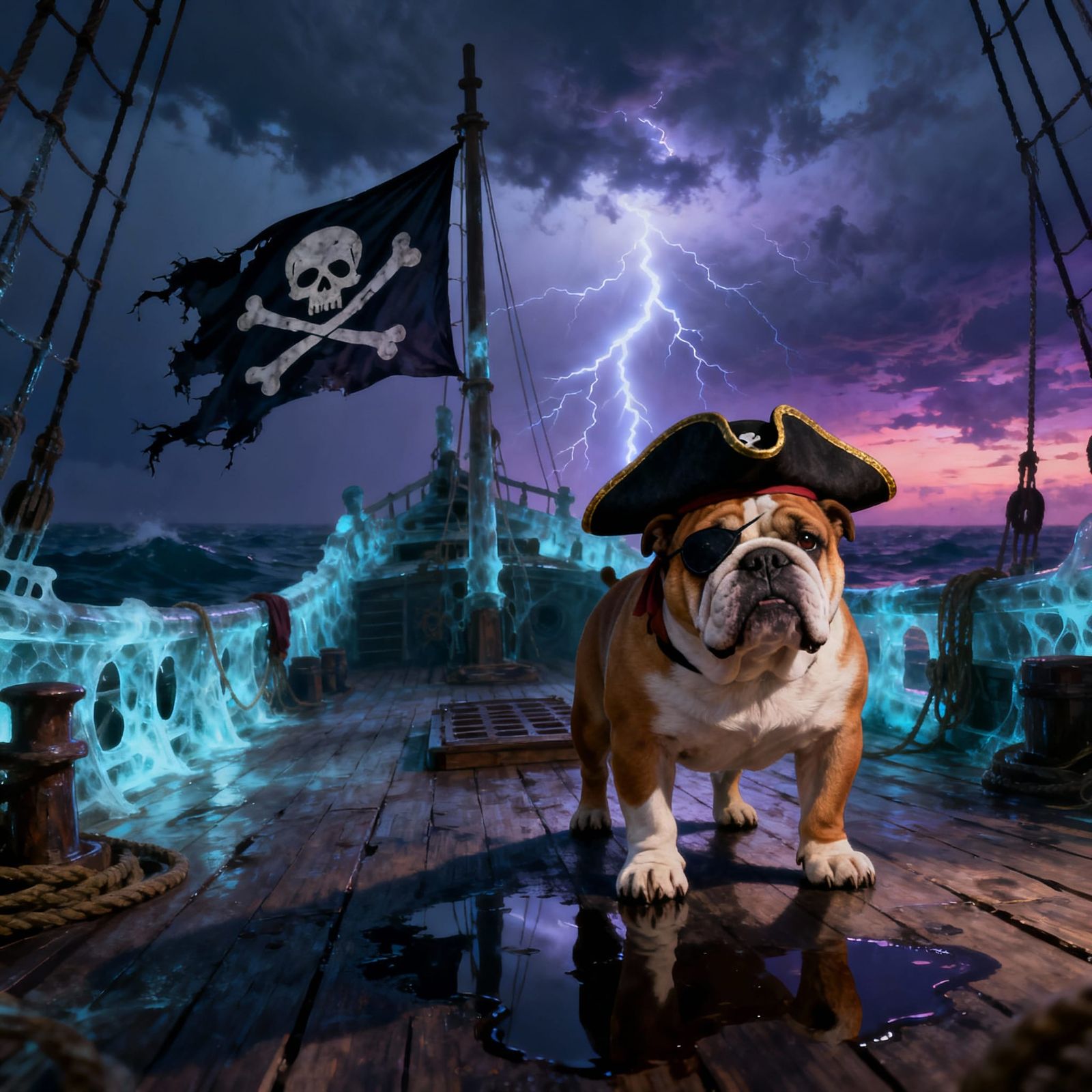 Bulldog Pirate Captain on Spectral Ship