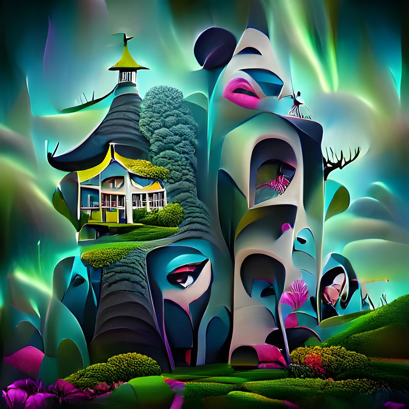 Surreal Lowbrow House with Minions in 3D